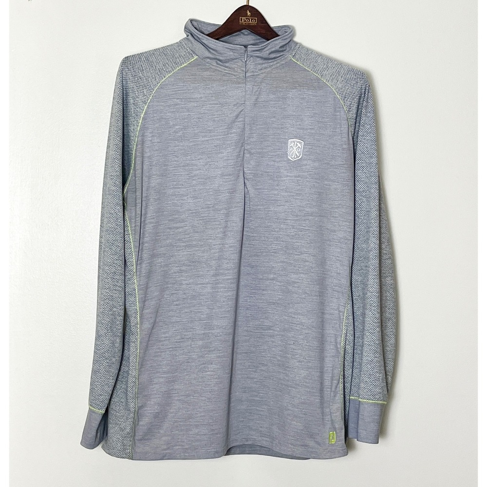 FootJoy Mens Large Quarter Zip Golf Pullover Gray Lime Green Breathable Athletic